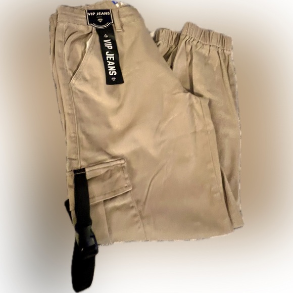 VIP Jeans Relaxed Joggers Essentials Khaki Relaxed Size 9/10 Stretch Cargos NWT - Picture 13 of 15